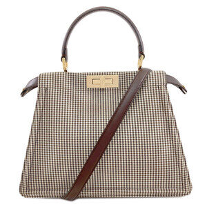 Fendi Peekaboo I.U Medium Check Pattern 2-Way Handbag Canvas Women's FENDI